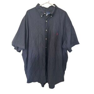 Ralph Lauren Button Down Shirt Mens 3XB Navy Blue Oxford Garment Short Sleeve